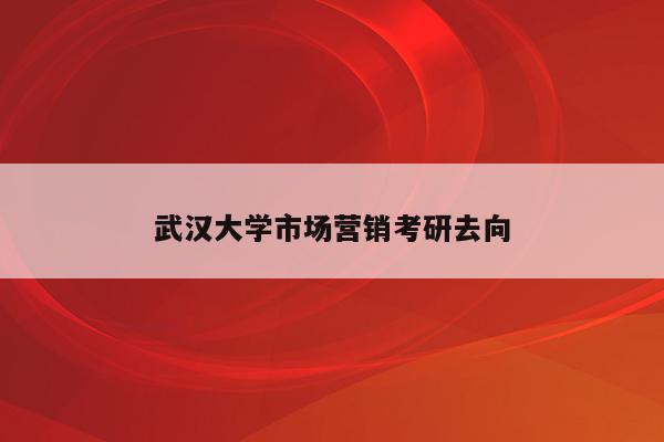 武汉大学市场营销考研去向