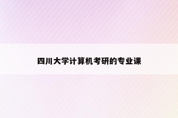 四川大学计算机考研的专业课