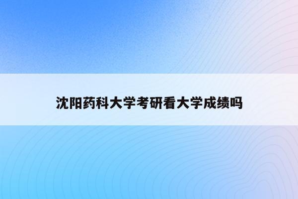 沈阳药科大学考研看大学成绩吗