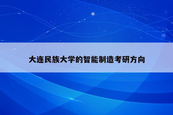 大连民族大学的智能制造考研方向